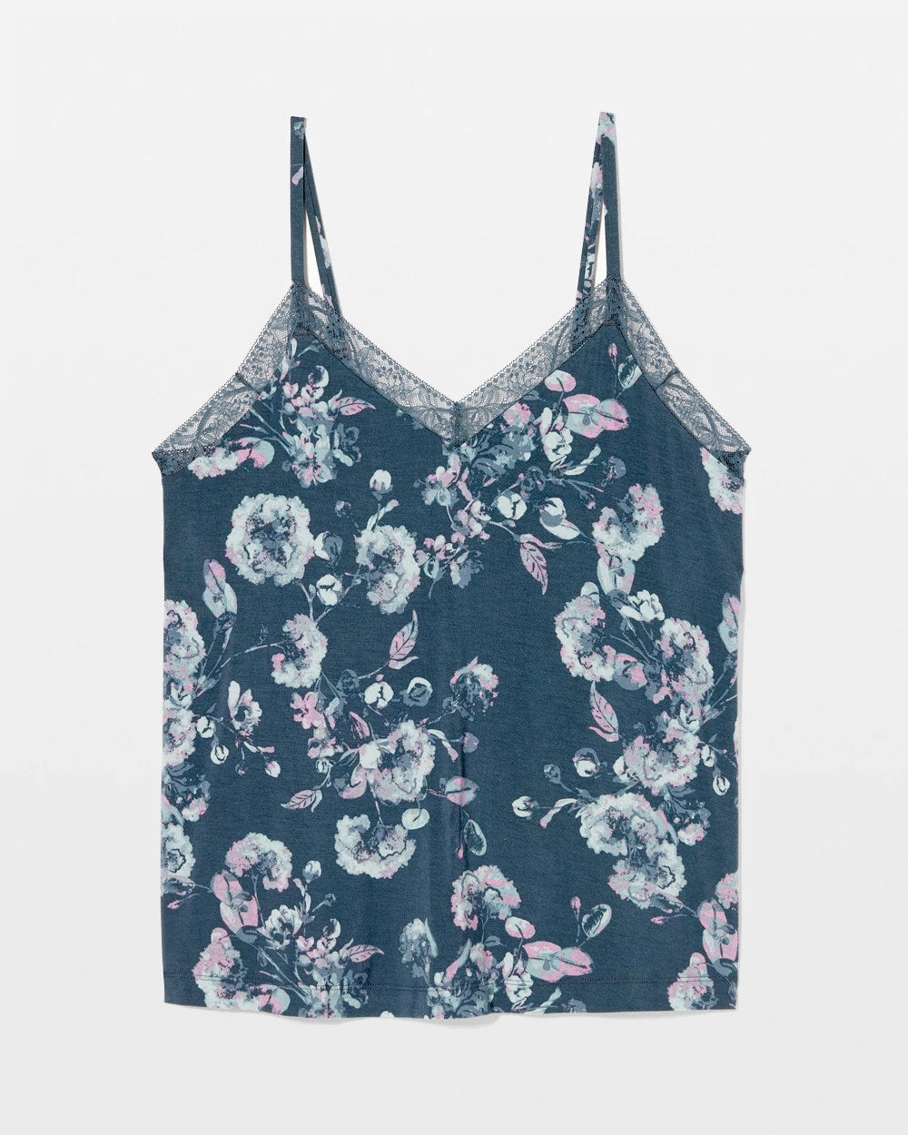 Soma / Lace Trim Pajama Cami FLORA SHIMMER PETROL