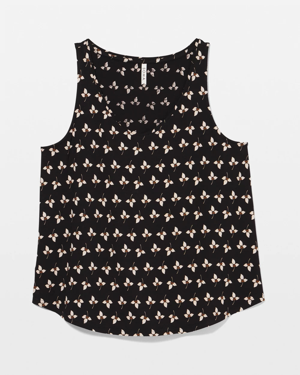 Soma / Printed V-Neck Pajama Tank PEACEFUL PETALS BLACK