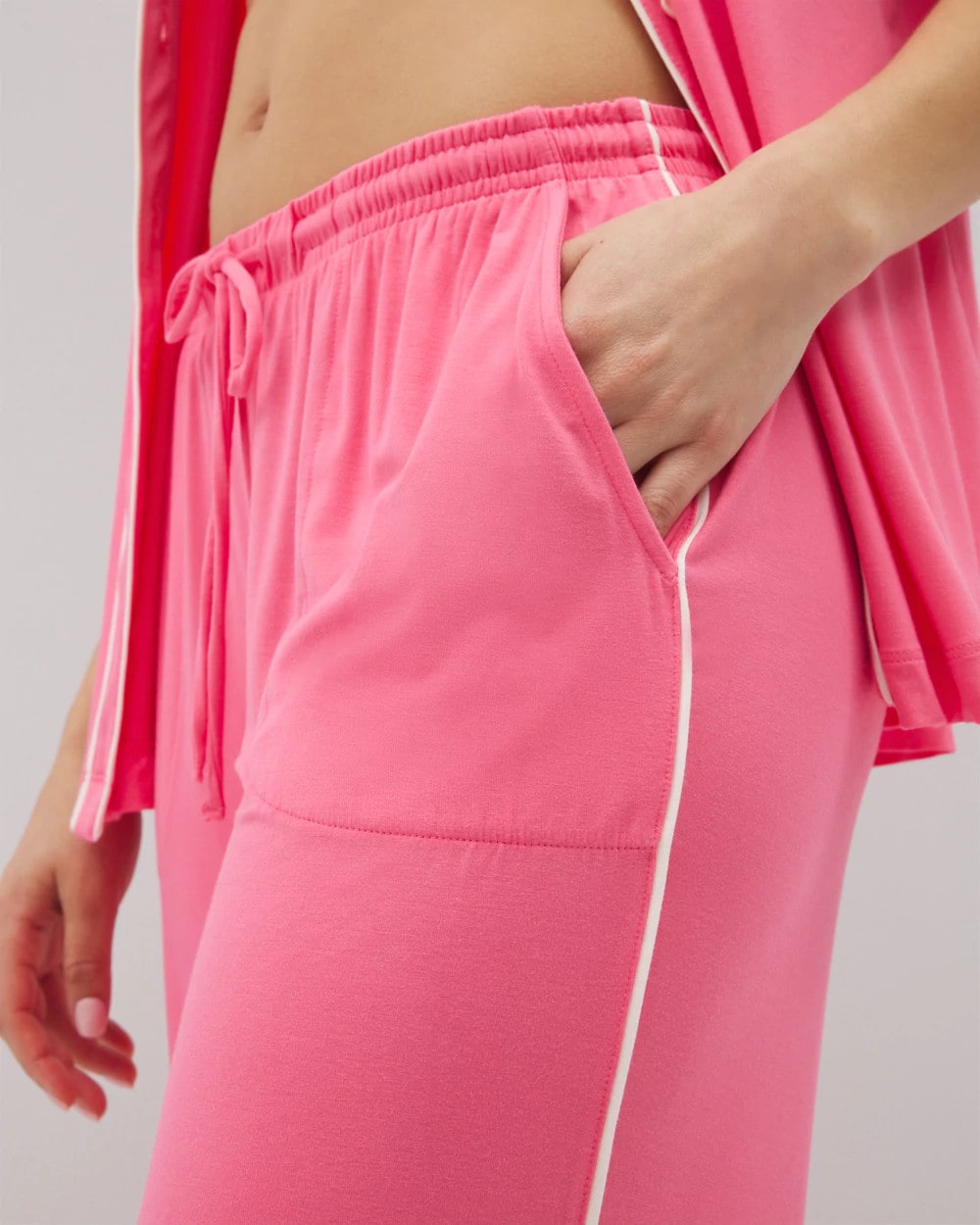 Soma / Solid Piped Crop Pajama Pant CAMELLIA ROSE