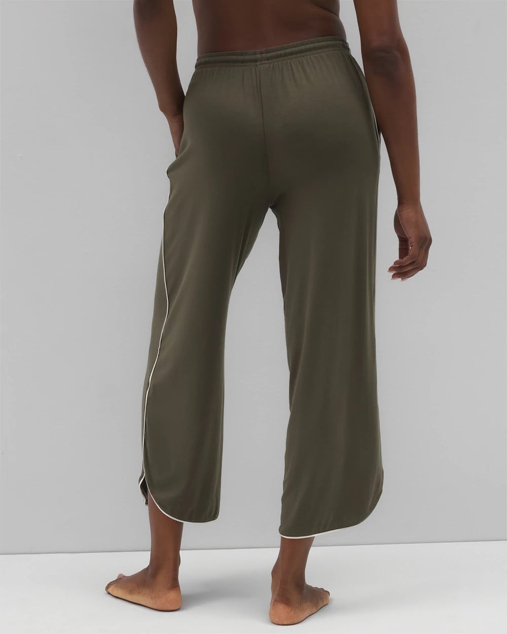 Soma / Solid Piped Crop Pajama Pant GRAPE LEAF