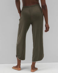 Soma / Solid Piped Crop Pajama Pant GRAPE LEAF