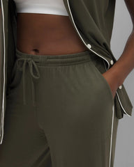 Soma / Solid Piped Crop Pajama Pant GRAPE LEAF