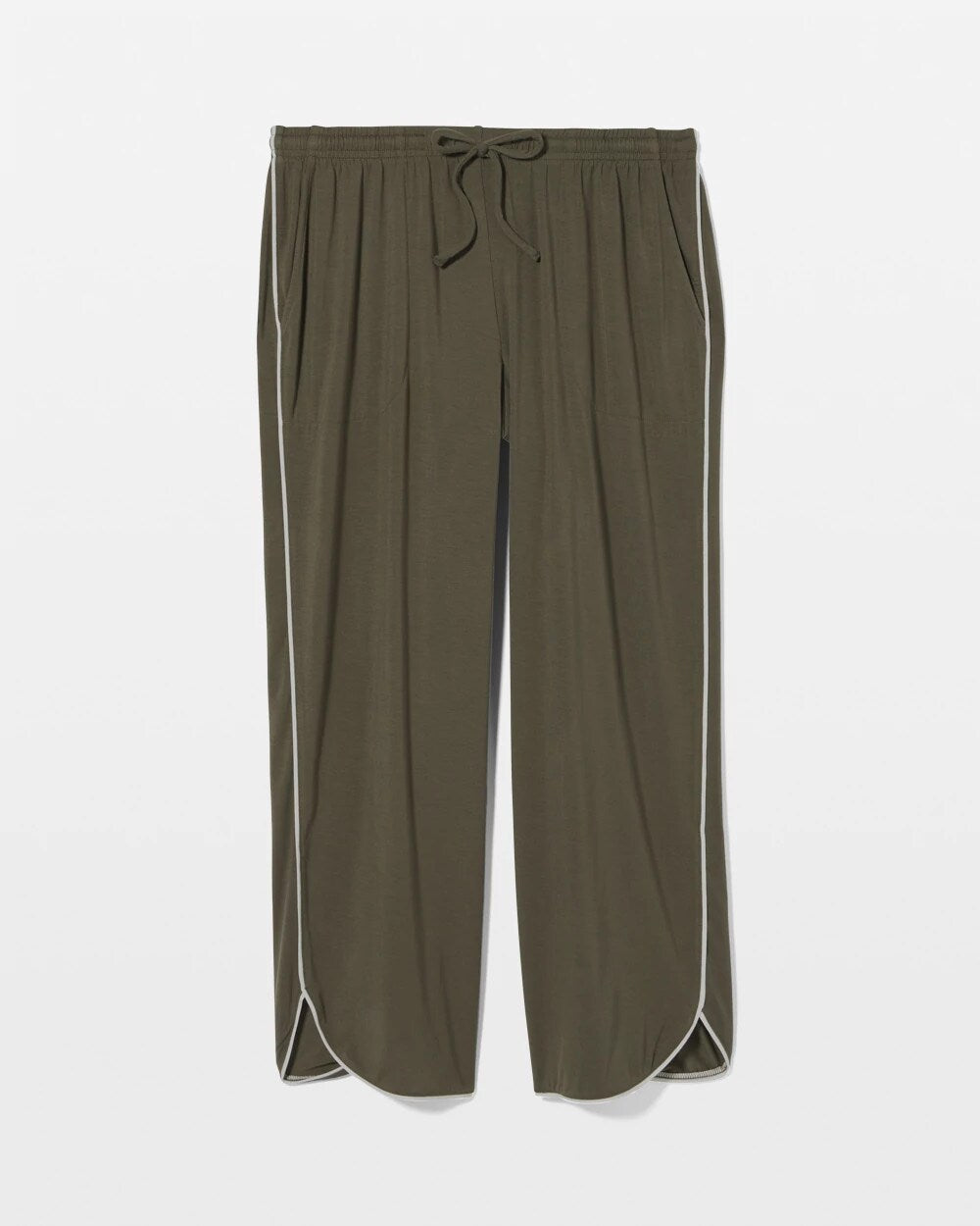 Soma / Solid Piped Crop Pajama Pant GRAPE LEAF