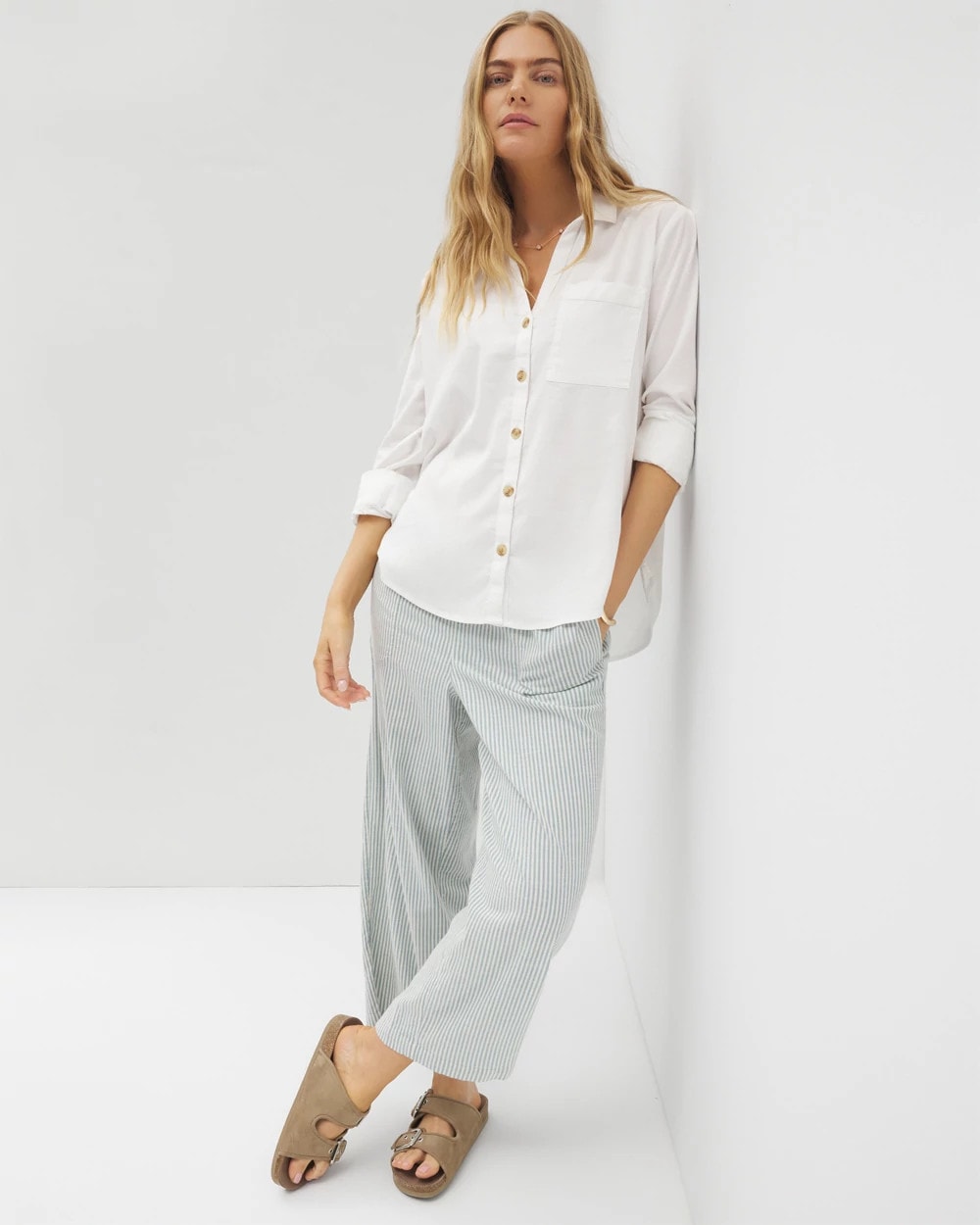 Soma / Beach Cotton Long Sleeve Button-Up OPTIC WHITE