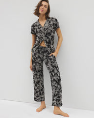 Soma / Printed Pajama Pants PLUMERIA BLOOMS BLK CH