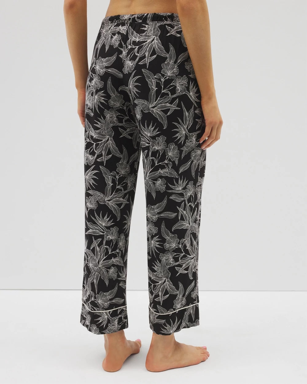 Soma / Printed Pajama Pants PLUMERIA BLOOMS BLK CH