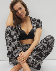 Soma / Printed Pajama Pants PLUMERIA BLOOMS BLK CH