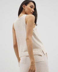 Soma / Crinkle Knit Tank Top PARCHMENT
