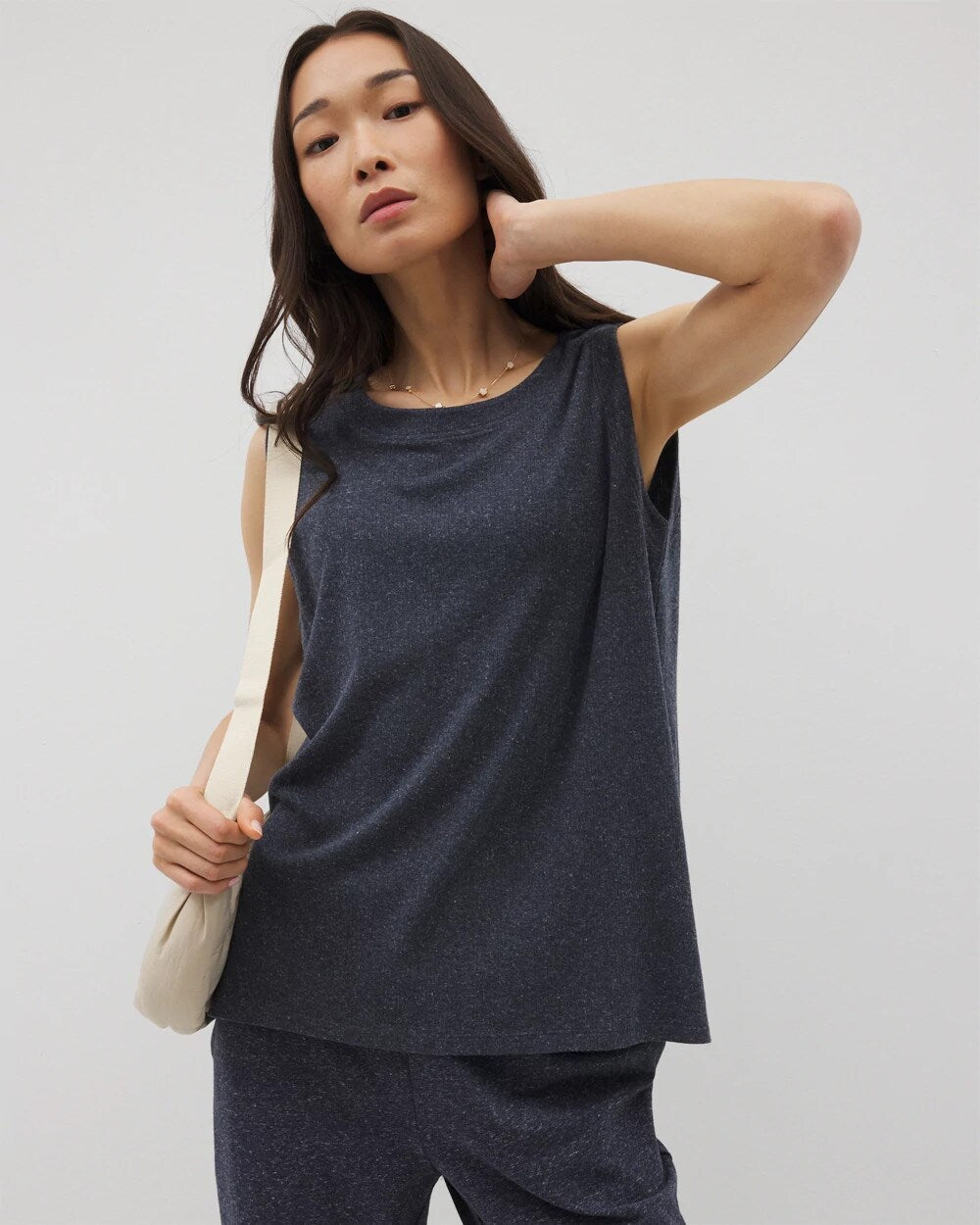 Soma / Rib Knit Sleeveless Top HEATHER ECLIPSE