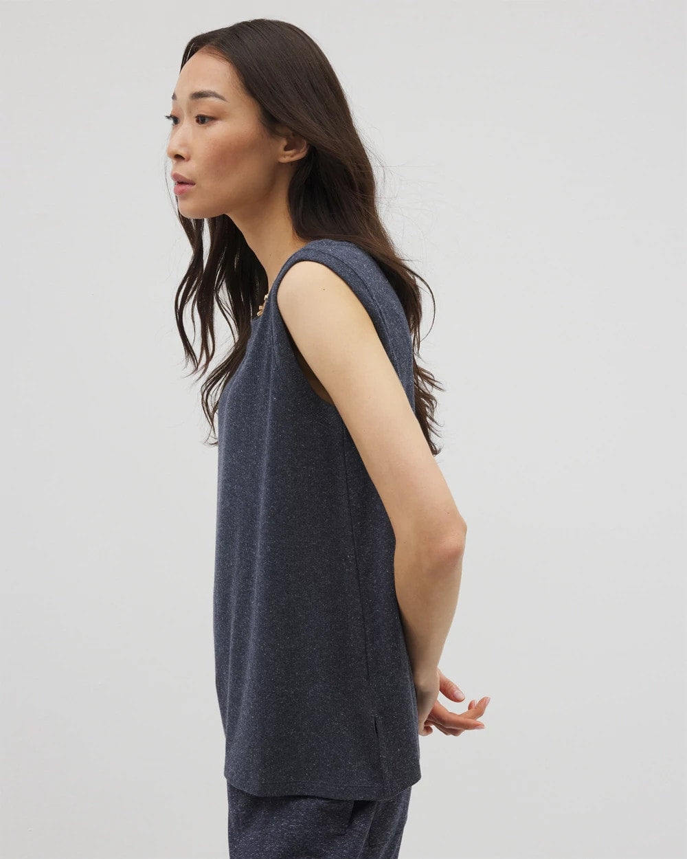 Soma / Rib Knit Sleeveless Top HEATHER ECLIPSE