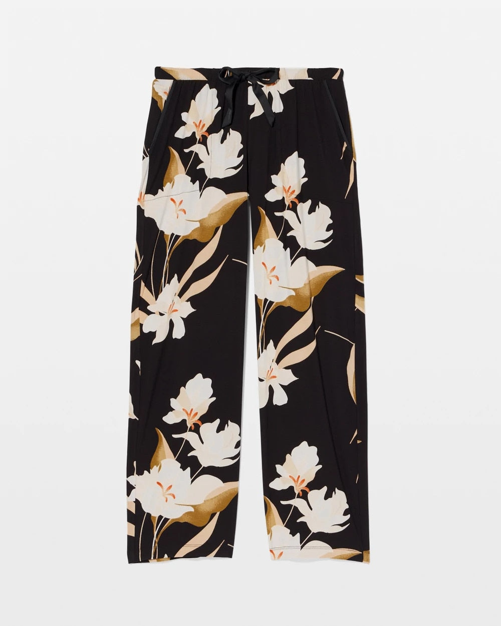 Soma / Satin Trim Pajama Pant MYSTIC BLOOMS BLACK MID