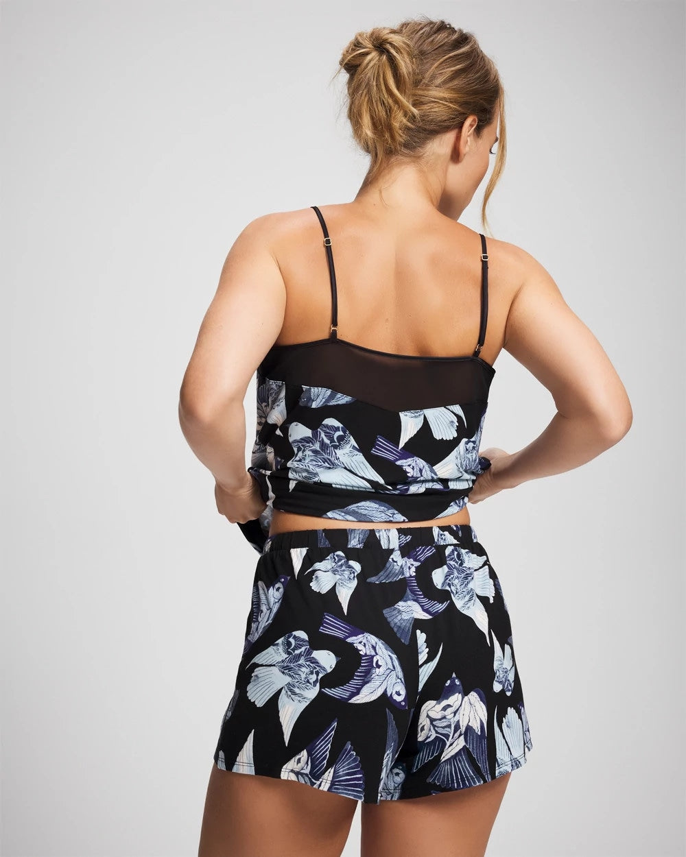 Soma / Satin Trim Pajama Short WHIMSICAL WINGS BLK MID