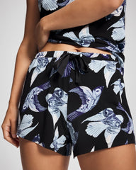 Soma / Satin Trim Pajama Short WHIMSICAL WINGS BLK MID