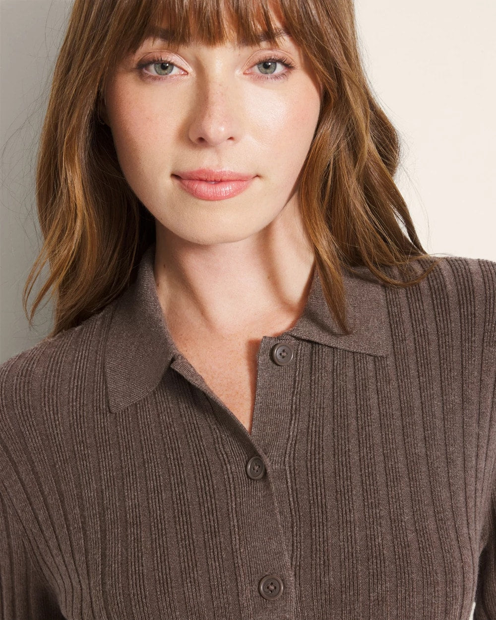 Soma / Button-Up Sweater HEATHER COCOA