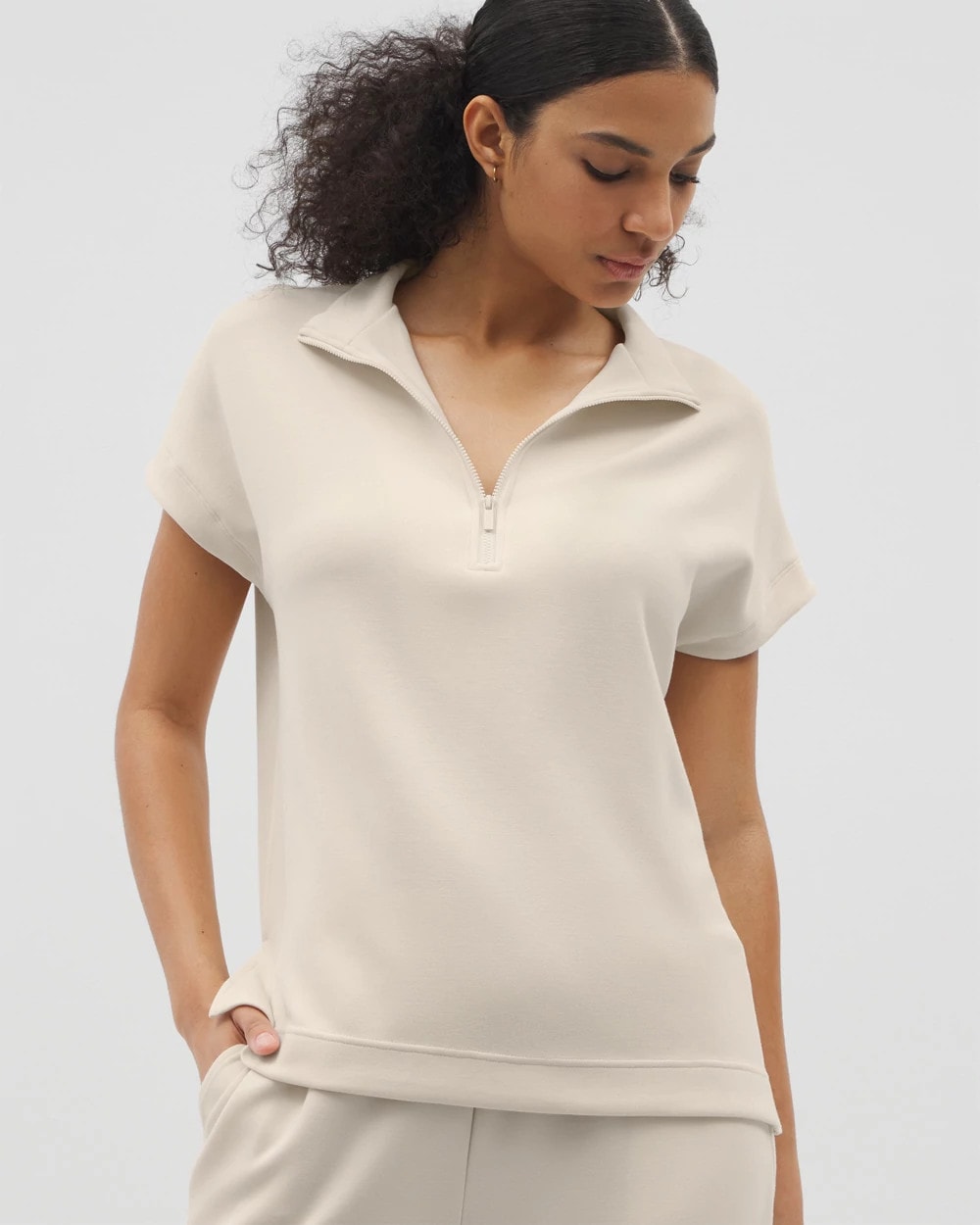 Soma / Quarter Zip Top PARCHMENT