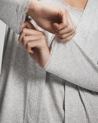 Soma / Pointelle Pajama Cardi HEATHER FROST