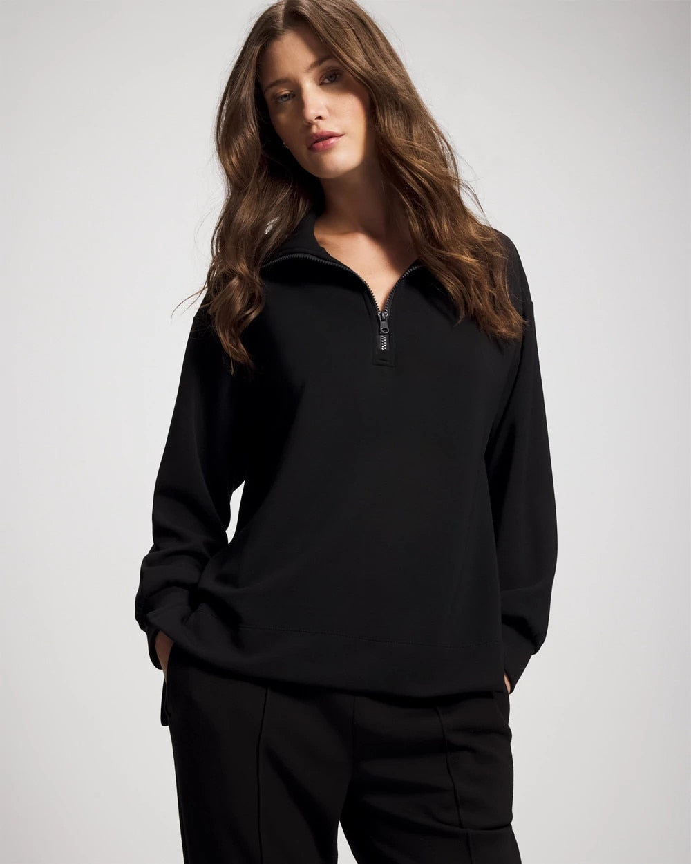 Soma / Modern Modal Quarter Zip Sweatshirt BLACK