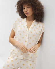 Soma / Mandarin Collar Short Sleeve Pajama Top KASHMIR ICON CHAMP