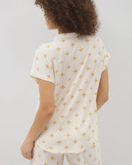Soma / Mandarin Collar Short Sleeve Pajama Top KASHMIR ICON CHAMP
