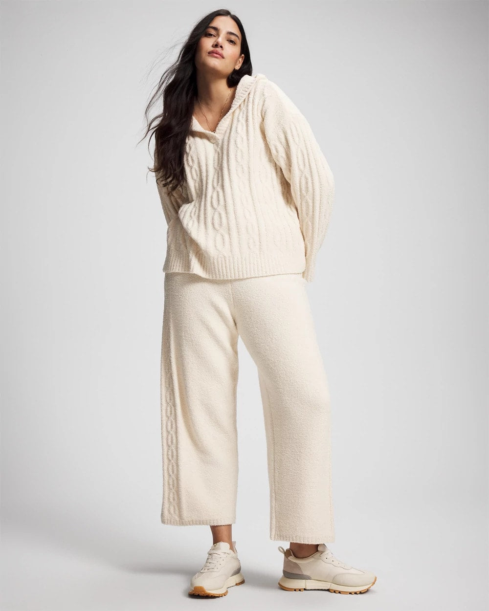 Soma / Cable Knit Plush Ankle Pant PARCHMENT