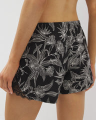 Soma / Lace-Trim Pajama Shorts PLUMERIA BLOOMS BLK CH