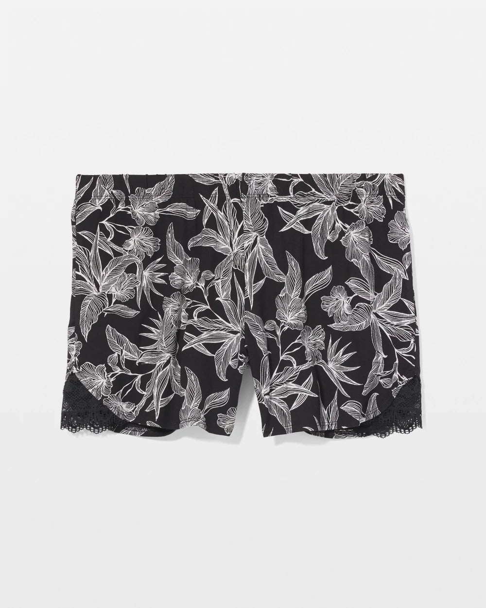 Soma / Lace-Trim Pajama Shorts PLUMERIA BLOOMS BLK CH