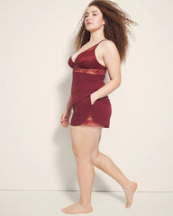 Soma / Lace Trim Pajama Shorts VERMILLION