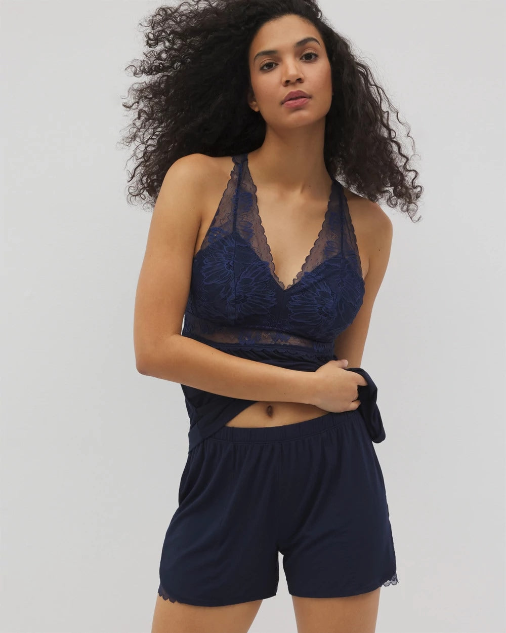Soma / Lace Trim Pajama Shorts NIGHTFALL NAVY