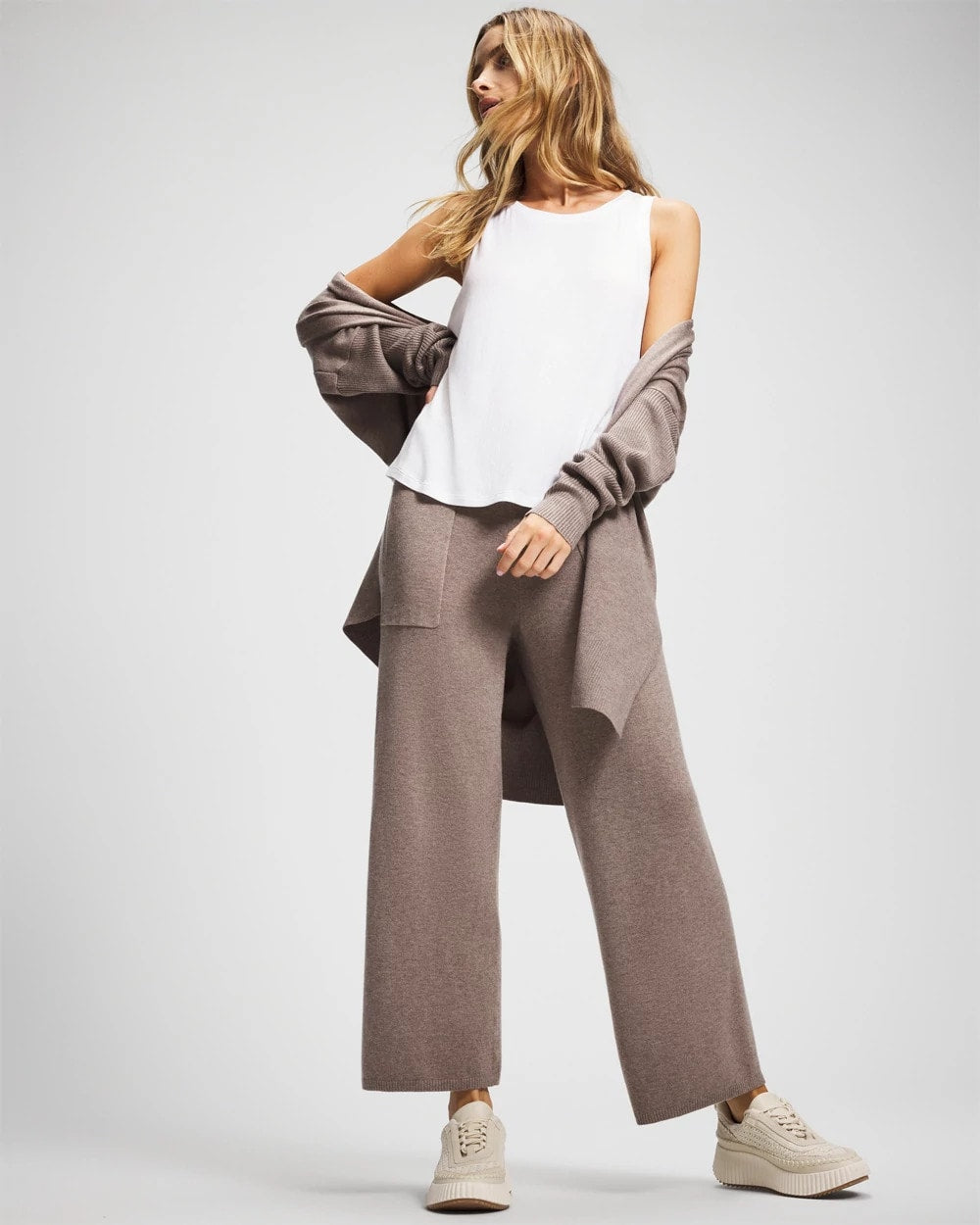 Soma / Premier Knit Sweater Wide Leg Pant HEATHER FAWN