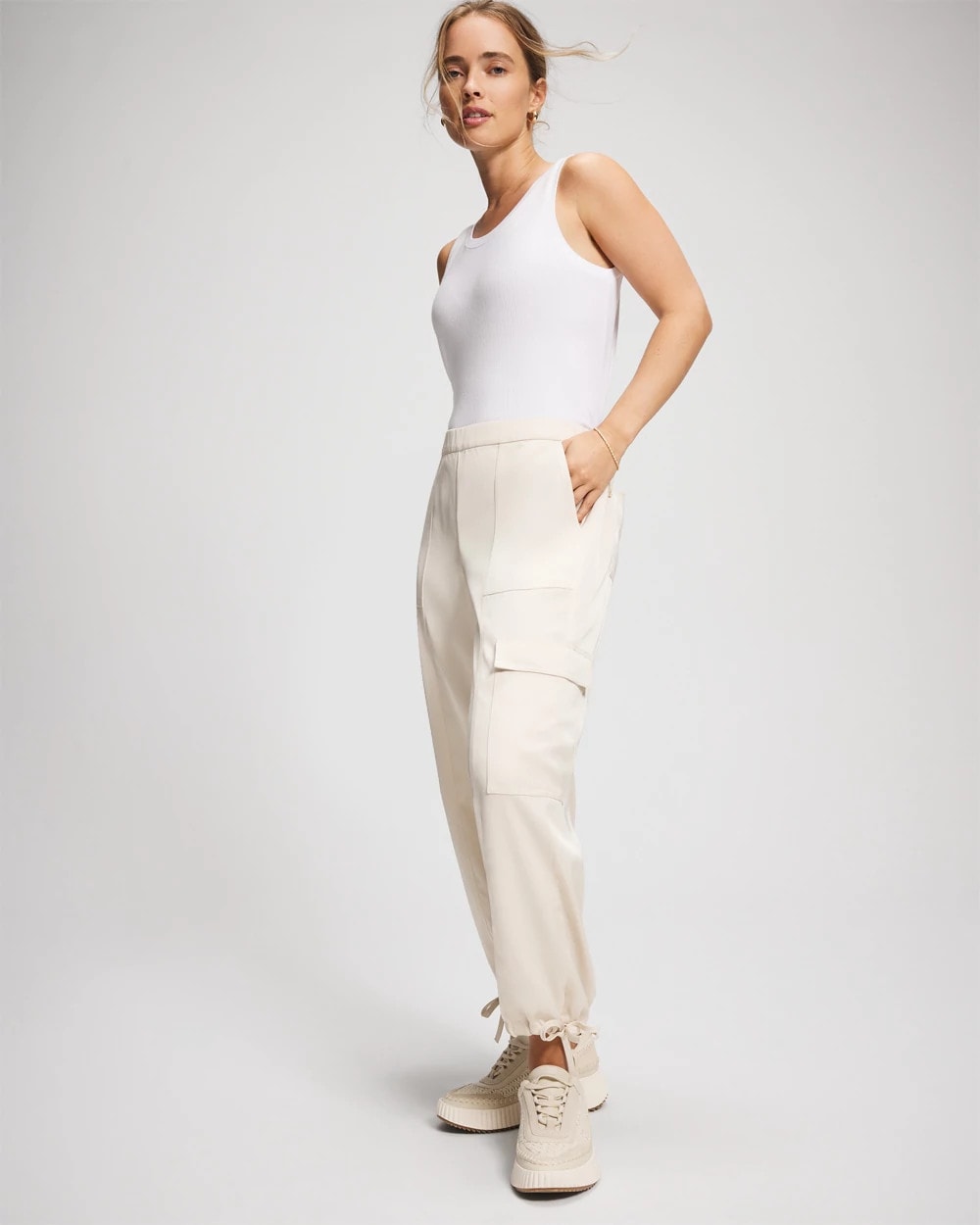 Soma / Satin Relaxed Cargo Pant PARCHMENT