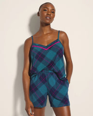 Soma / Pajama Shorts BUNDLE UP PLAID BIAS TEAL
