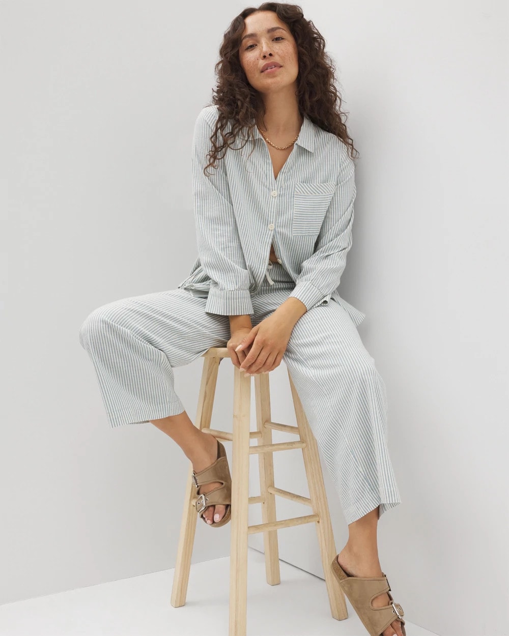 Soma / Beach Cotton Crop Pant BLUE HEAVEN STRIPE