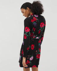 Soma / Long-Sleeve Short Robe RHAPSODY FLORA BLACK