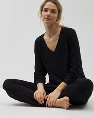 Soma / Long-Sleeve V-Neck Pajama Top BLACK