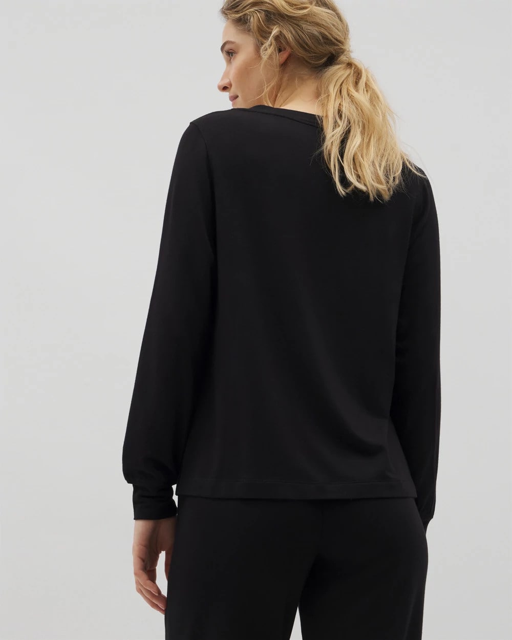 Soma / Long-Sleeve V-Neck Pajama Top BLACK