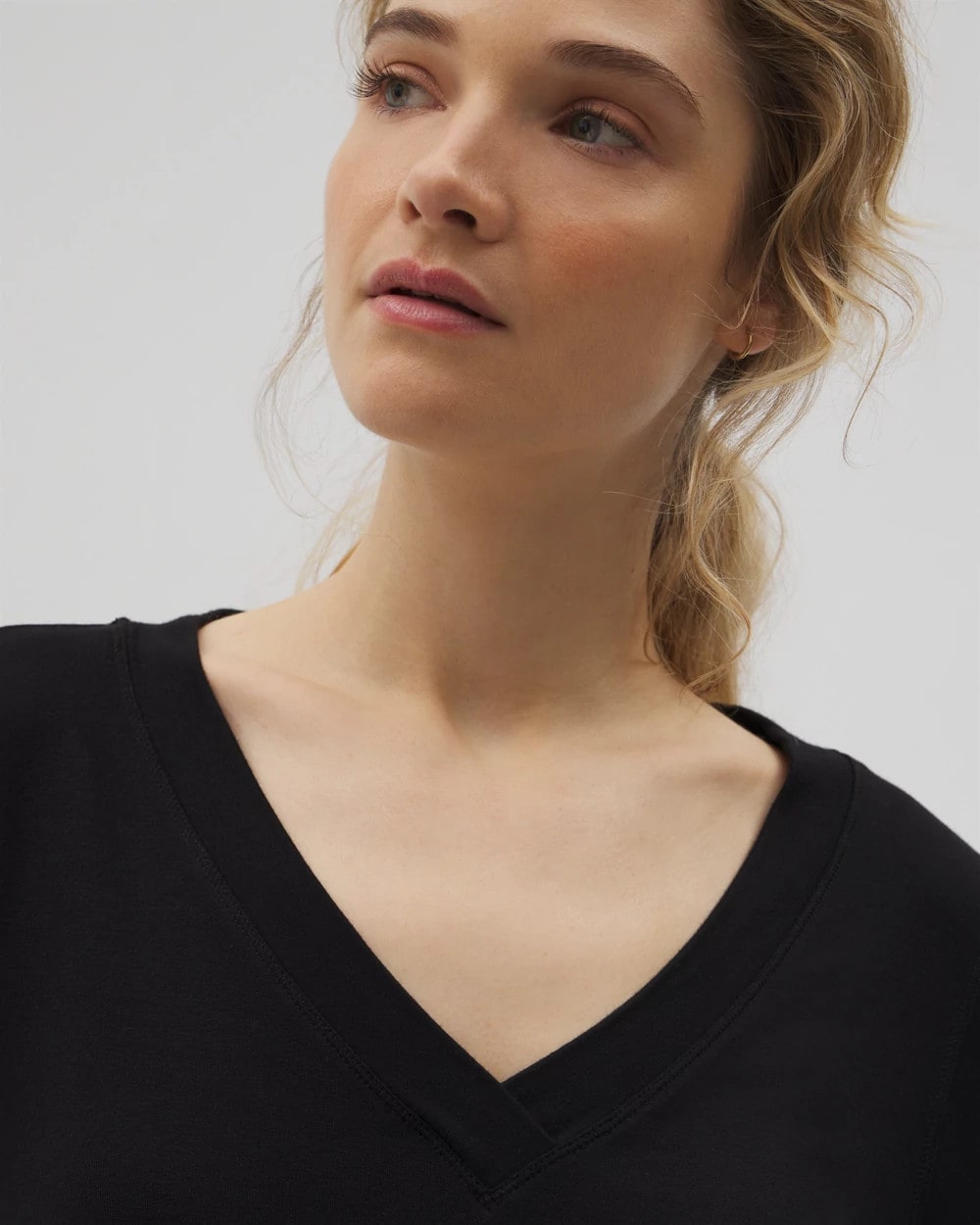 Soma / Long-Sleeve V-Neck Pajama Top BLACK
