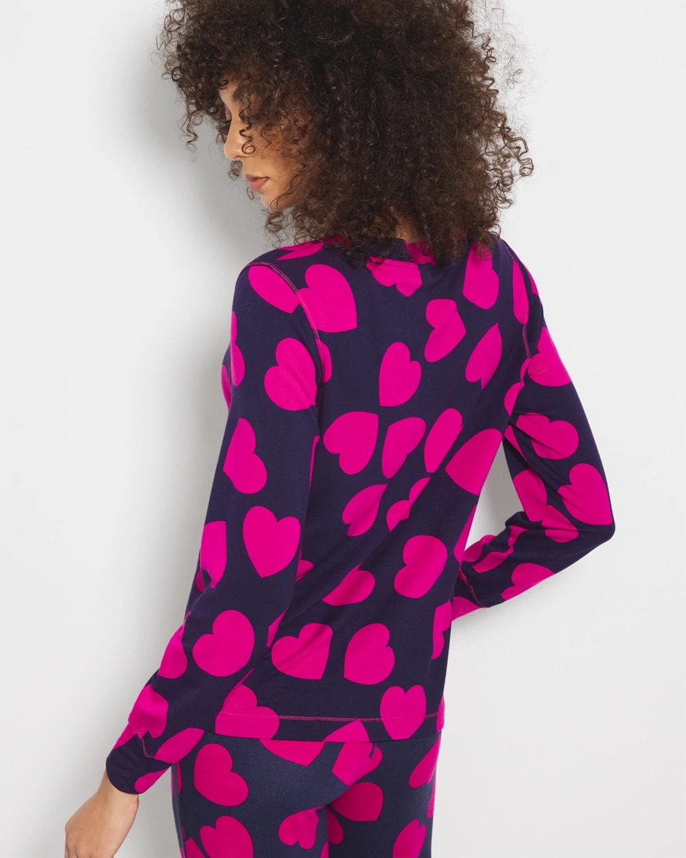 Soma / Long-Sleeve V-Neck Pajama Top LOVE STRUCK NAVY