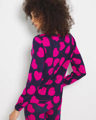 Soma / Long-Sleeve V-Neck Pajama Top LOVE STRUCK NAVY