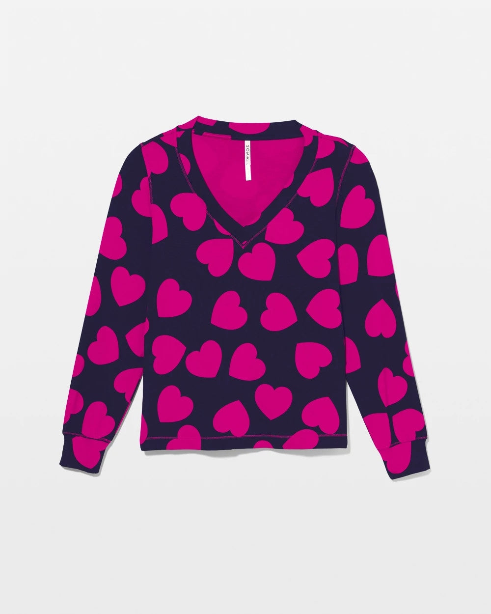 Soma / Long-Sleeve V-Neck Pajama Top LOVE STRUCK NAVY