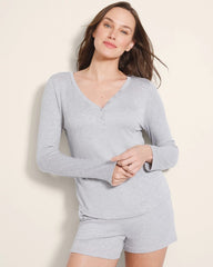 Soma / Long-Sleeve Pajama Henley HEATHER OPAL GRAY