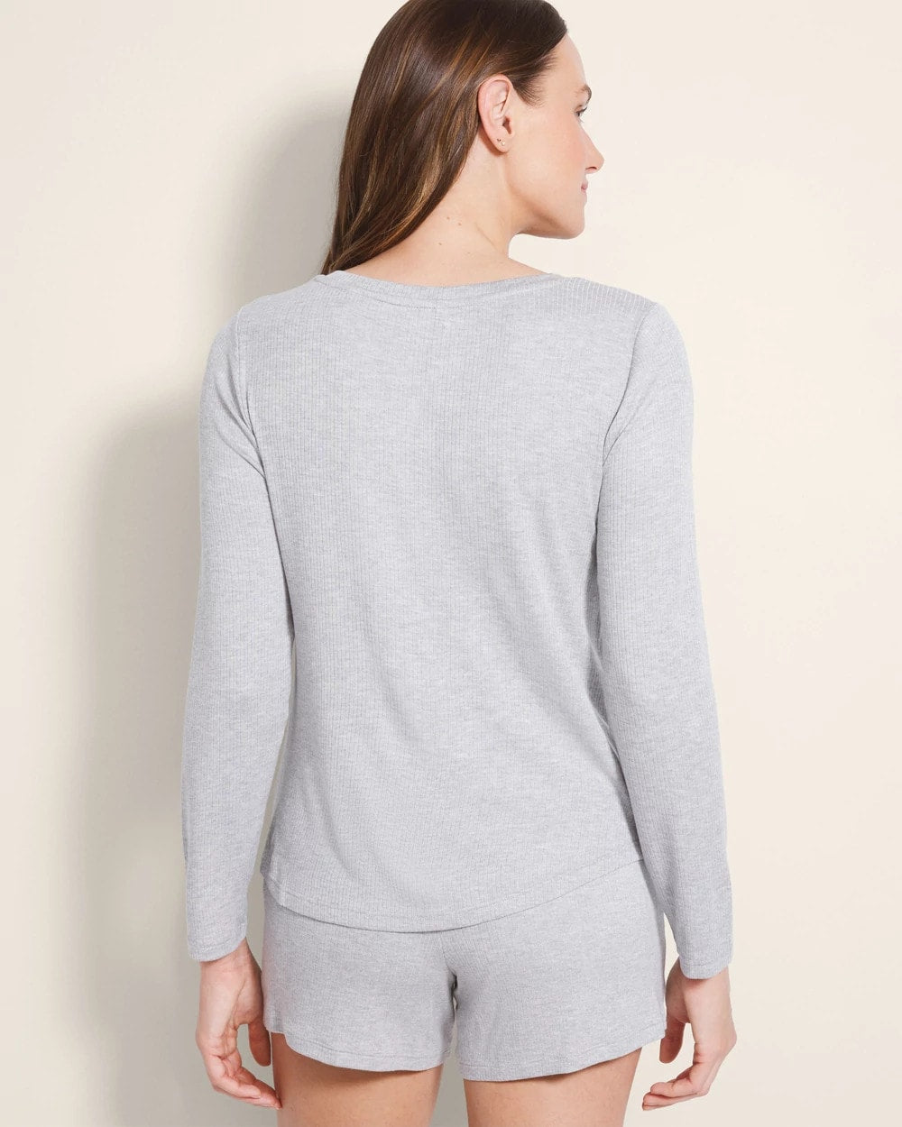 Soma / Long-Sleeve Pajama Henley HEATHER OPAL GRAY
