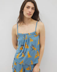 Soma / Smocked Pajama Cami FELINE FUN BLUE HEAVEN
