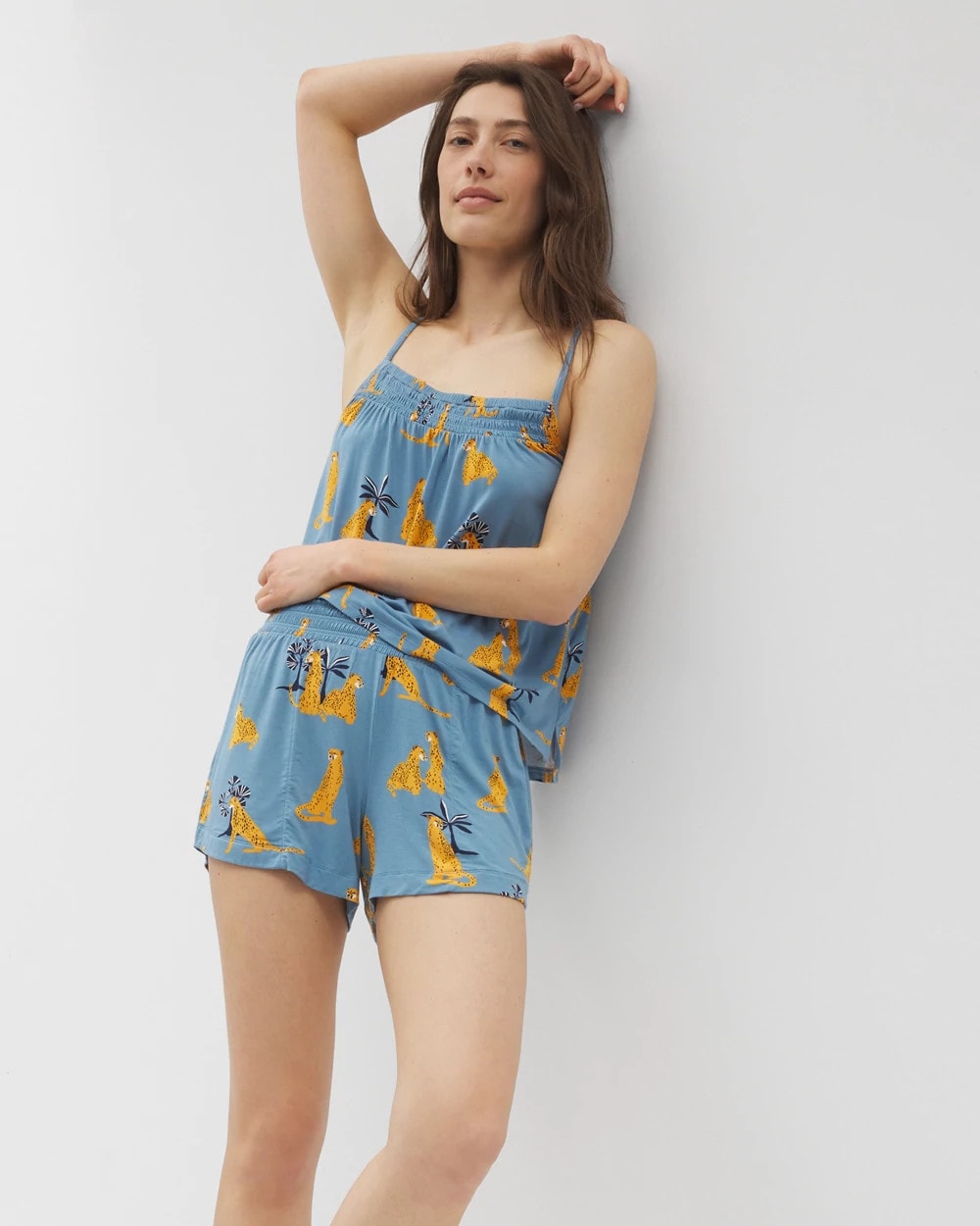 Soma / Smocked Pajama Cami FELINE FUN BLUE HEAVEN