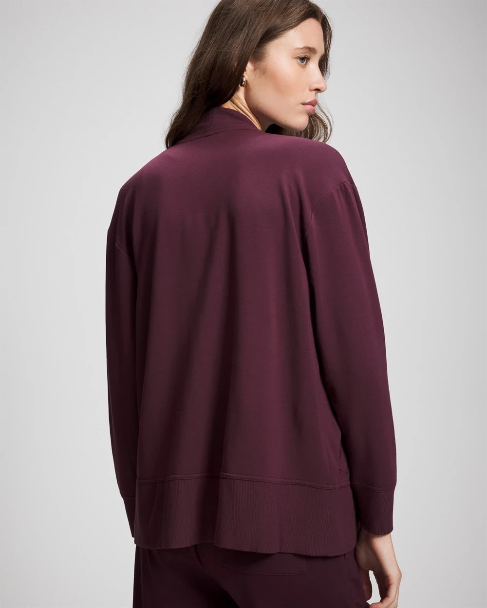 Soma / Ultrasoft Fleece Relaxed Button Up Cardigan MERLOT