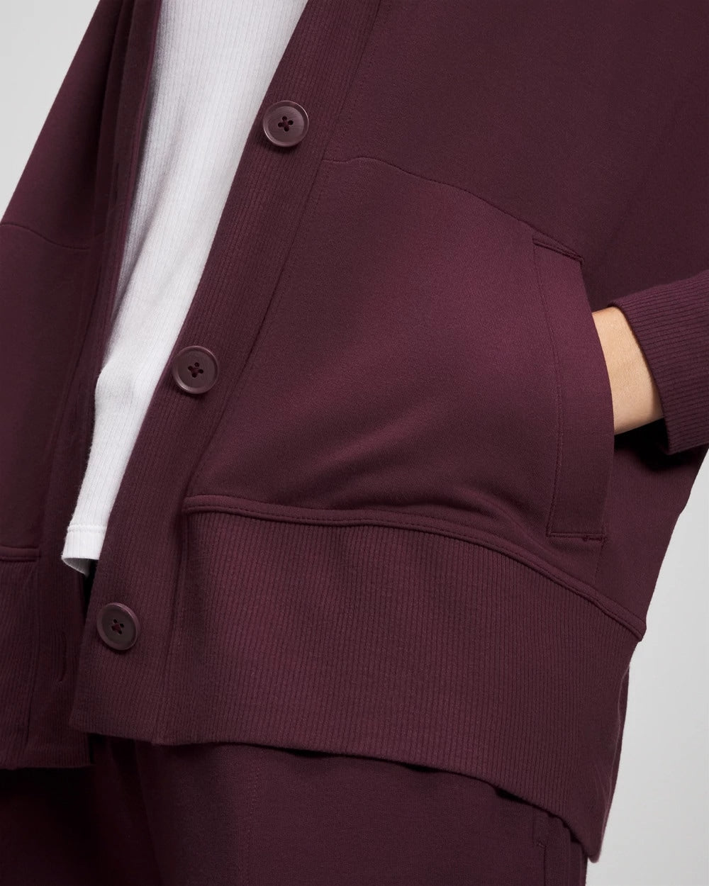 Soma / Ultrasoft Fleece Relaxed Button Up Cardigan MERLOT