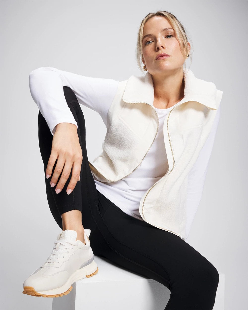 Soma / Sherpa Zip Up Vest IVORY