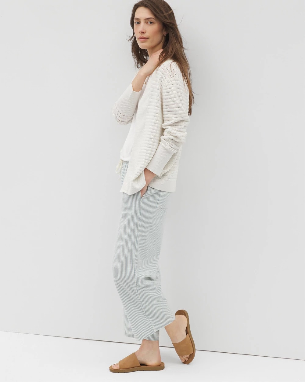 Soma / Cotton Open Stitch Cardigan SALT MIST