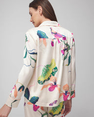 Soma / Long-Sleeve Notch Collar Pajama Top PARADISE SOIREE WHITE SK