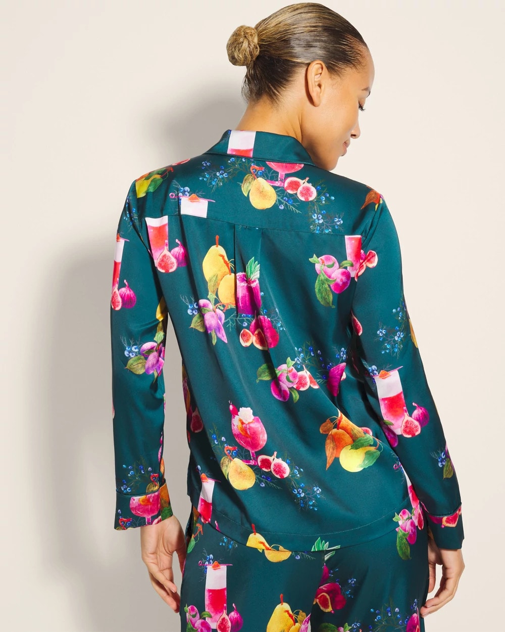 Soma / Long-Sleeve Notch Collar Pajama Top GETTIN FIGGY WITH IT TEAL