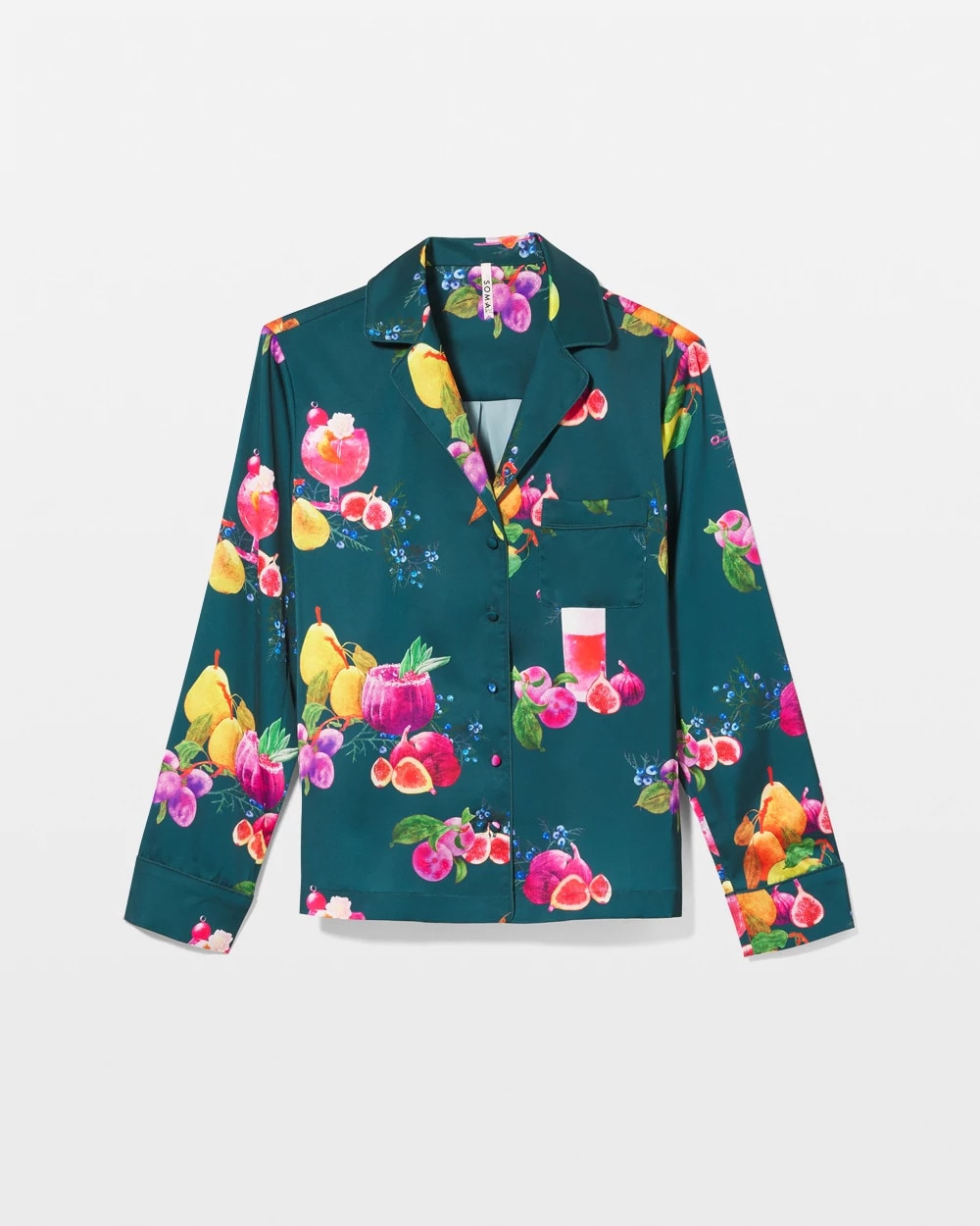Soma / Long-Sleeve Notch Collar Pajama Top GETTIN FIGGY WITH IT TEAL